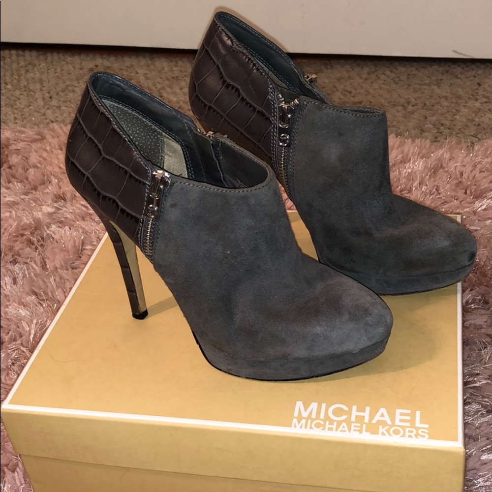 Michael Kors gray suede booties